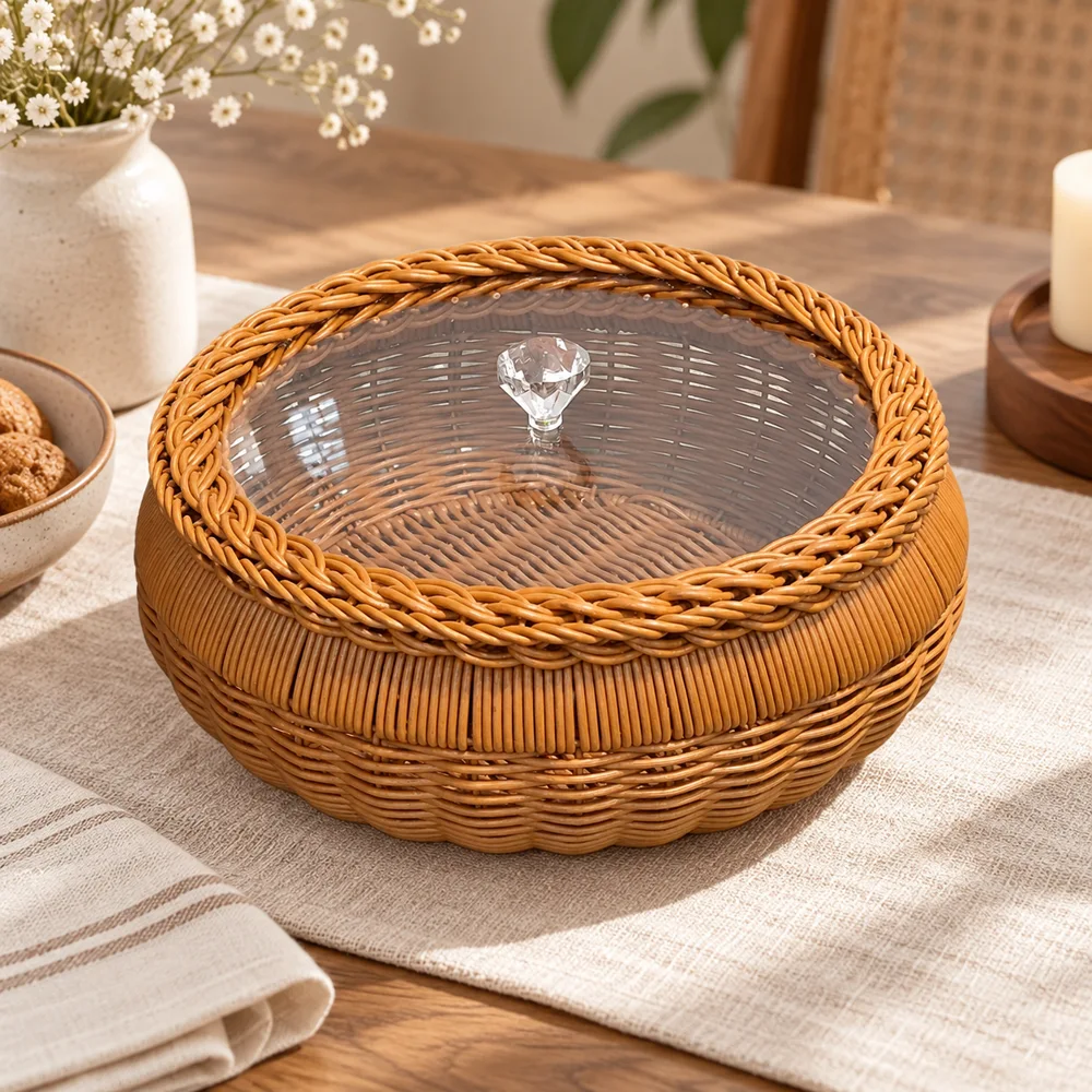 Round Lidded Woven Basket (30 × 11 cm) — Ready for your space