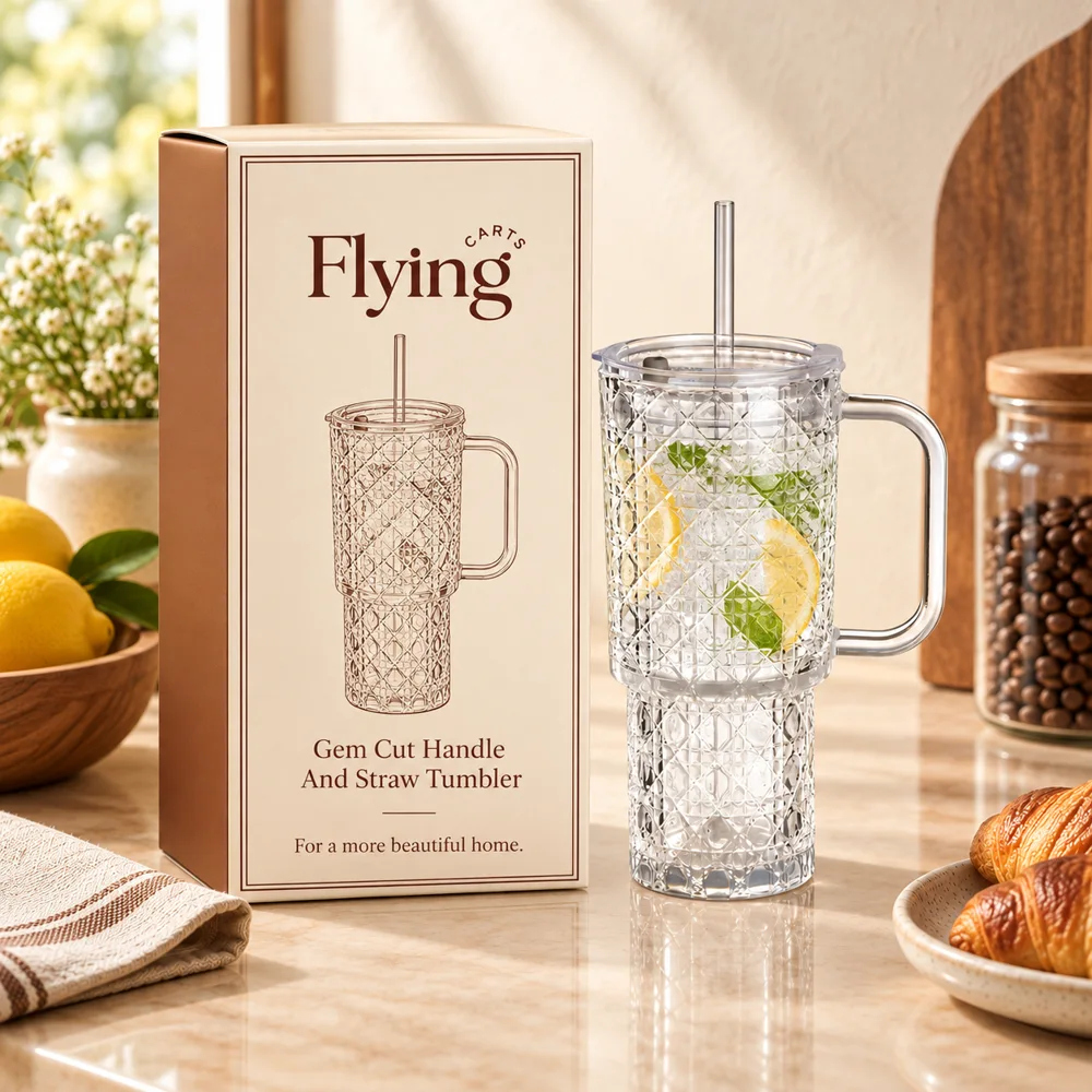 Gem-Cut Handle & Straw Tumbler (750 ml) styled view