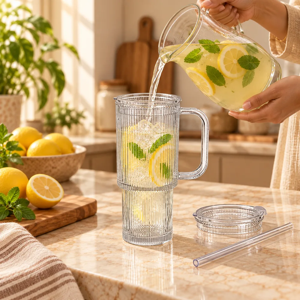 Fluted Handle & Straw Tumbler (750 ml) — Form and function