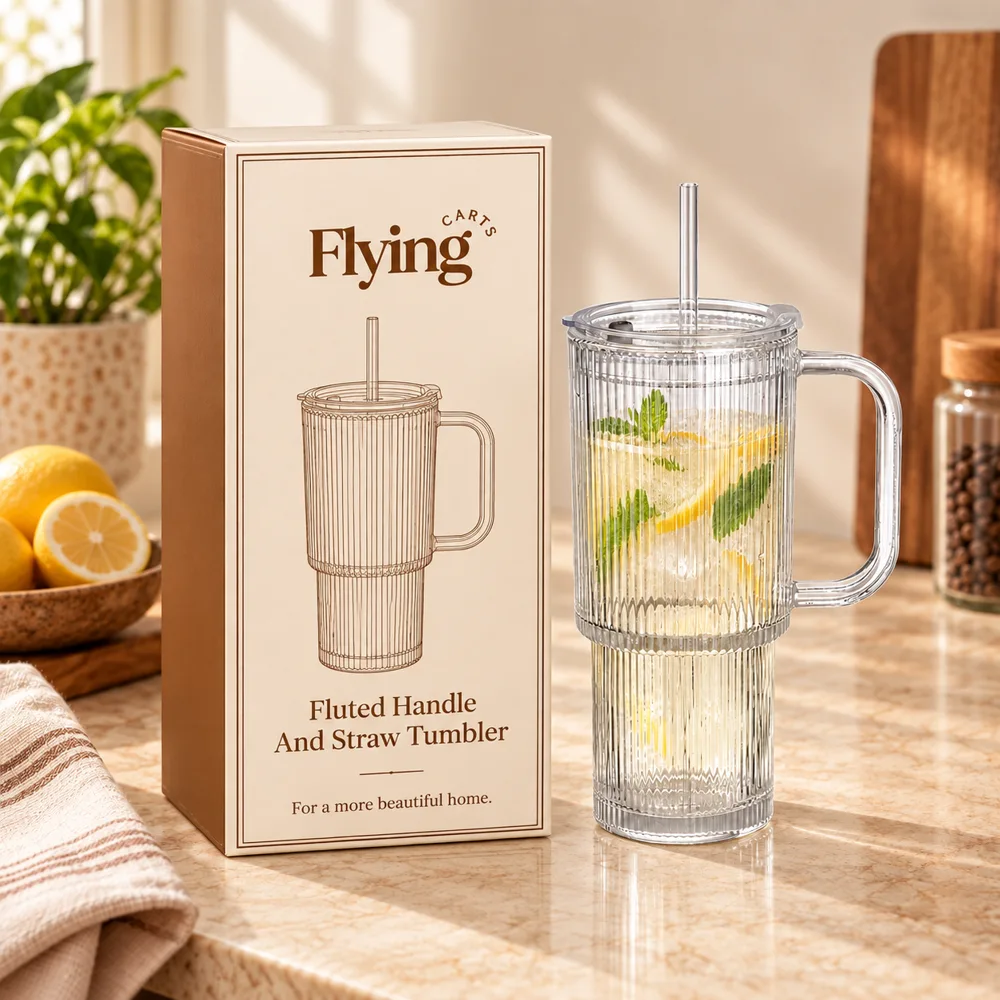 Fluted Handle & Straw Tumbler (750 ml) styled view
