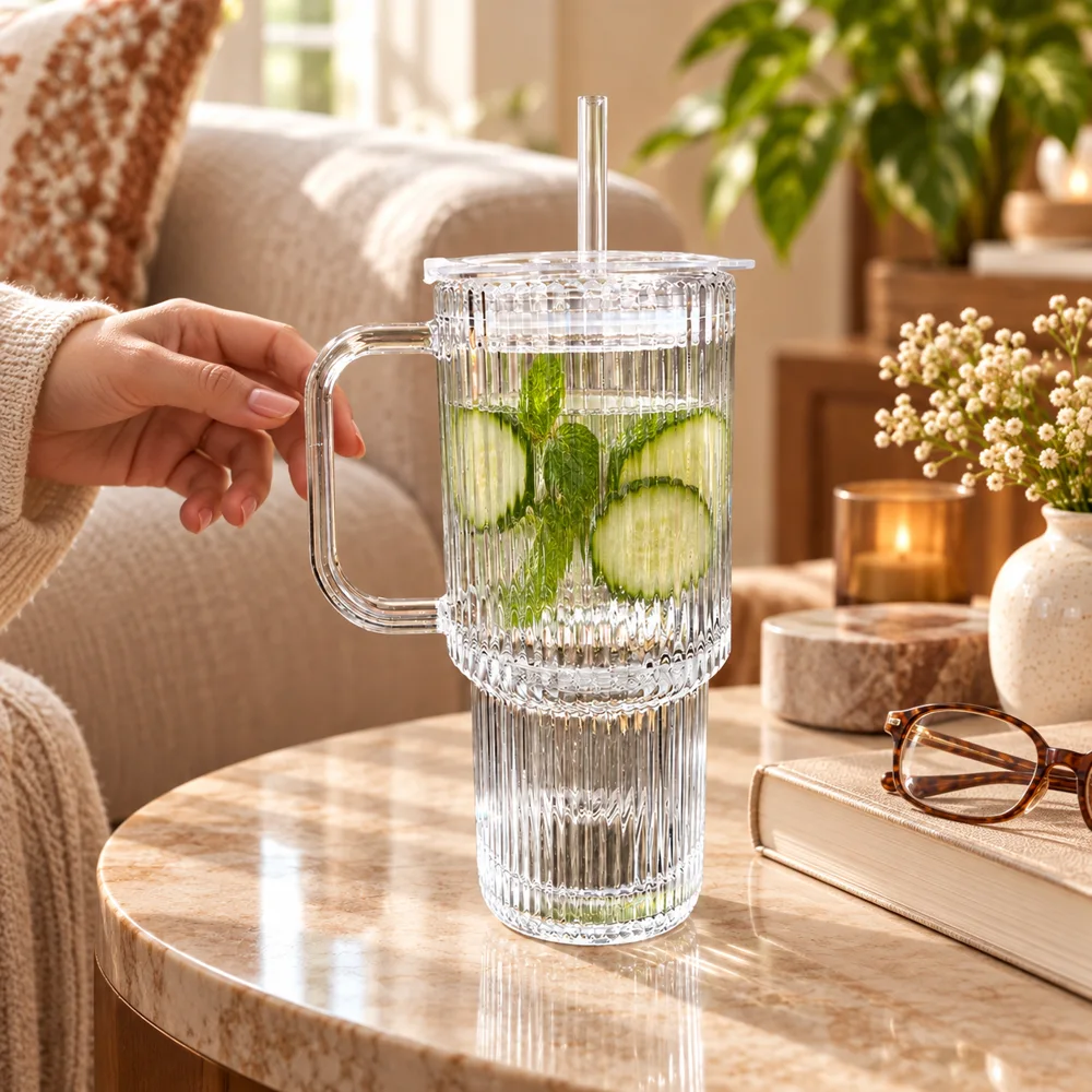 Linear 500ml Handle Tumbler (500 ml) — Ready for your space