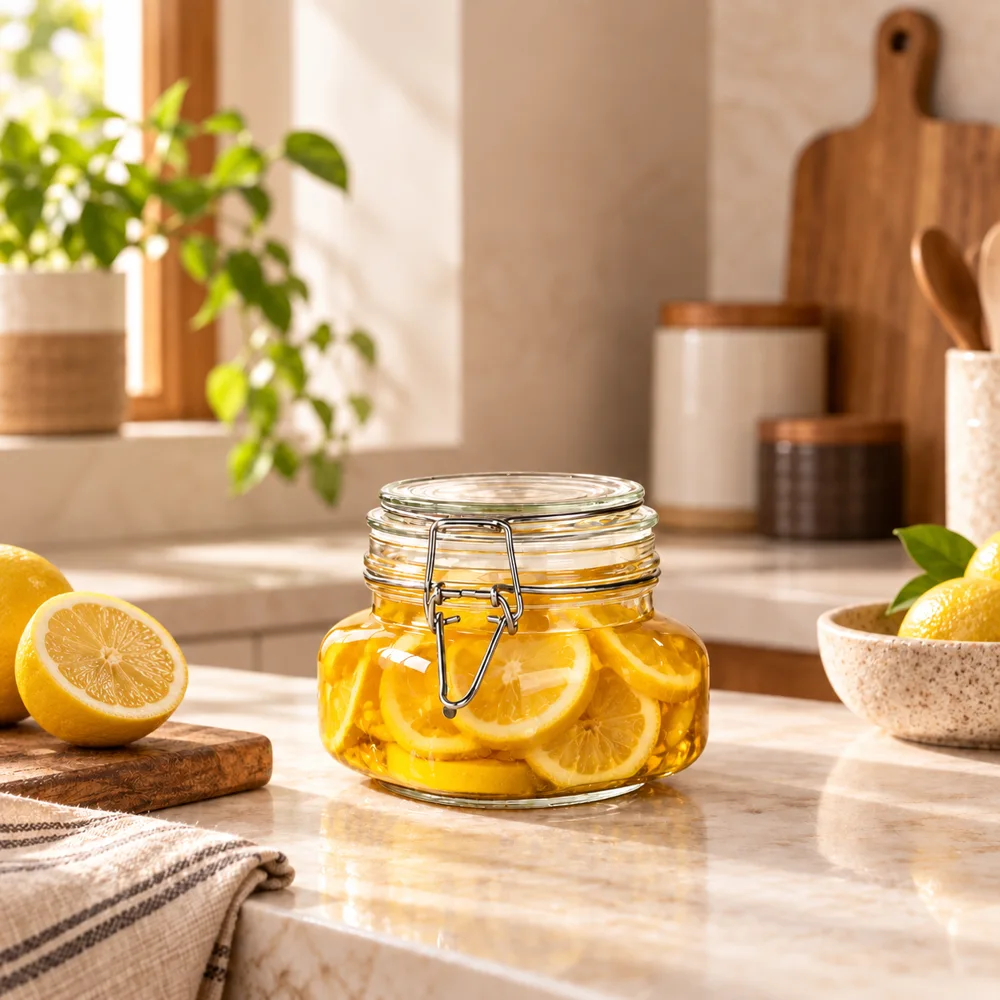Square Clip-Top Pantry Jars (750 ml) close view