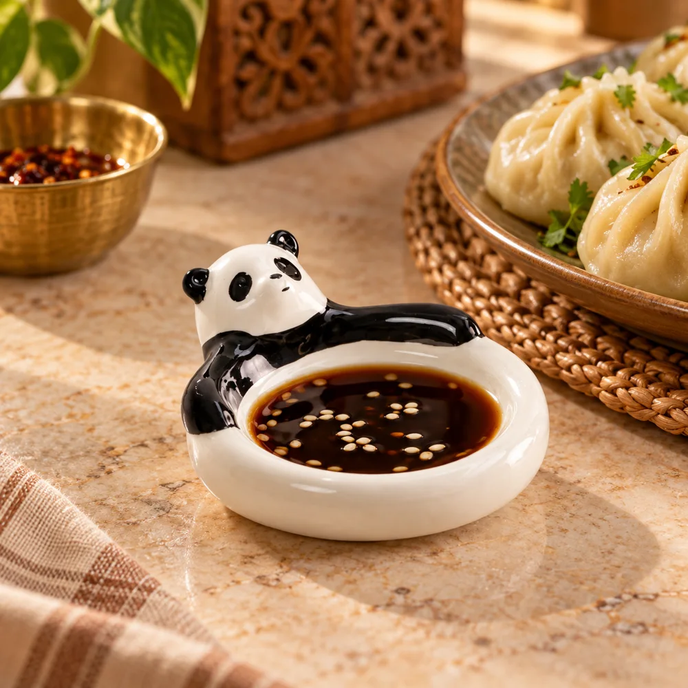 Panda Ceramic Dipping Dish close view