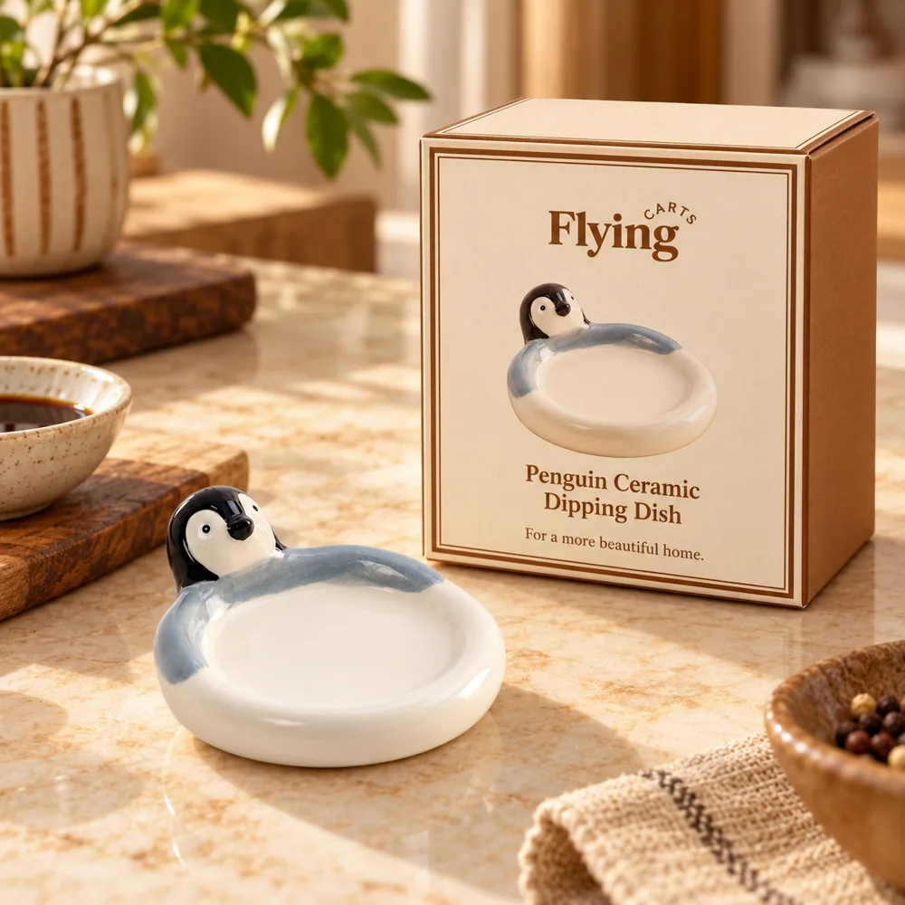 Penguin Ceramic Dipping Dish styled view