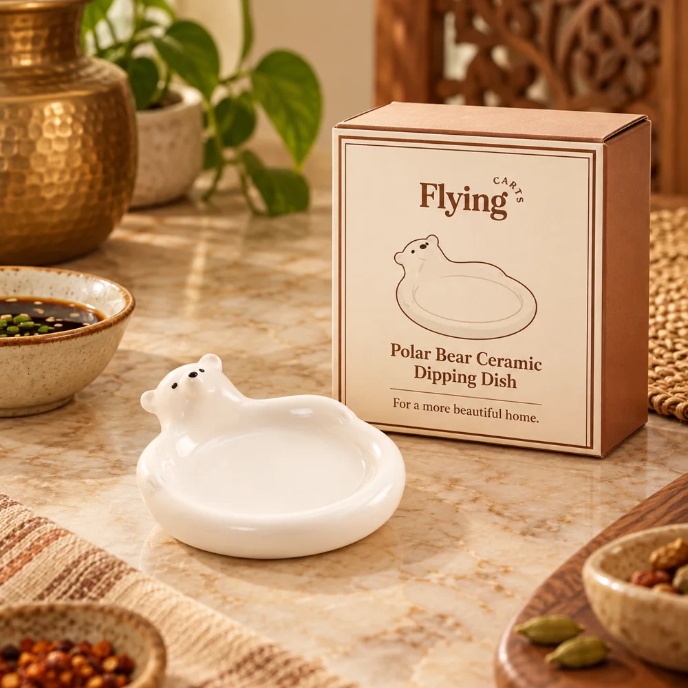 Polar Bear Ceramic Dipping Dish styled view