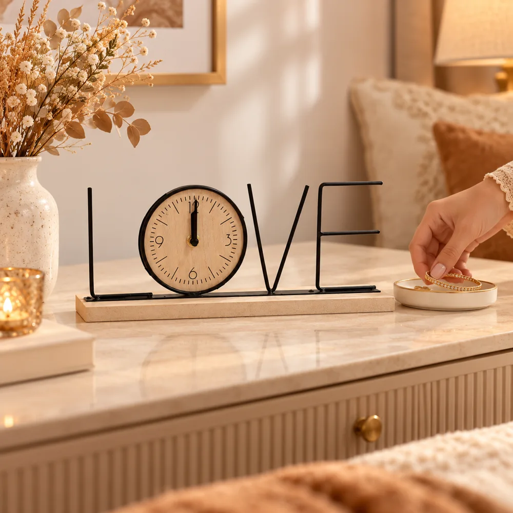LOVE Letter Table Clock in use