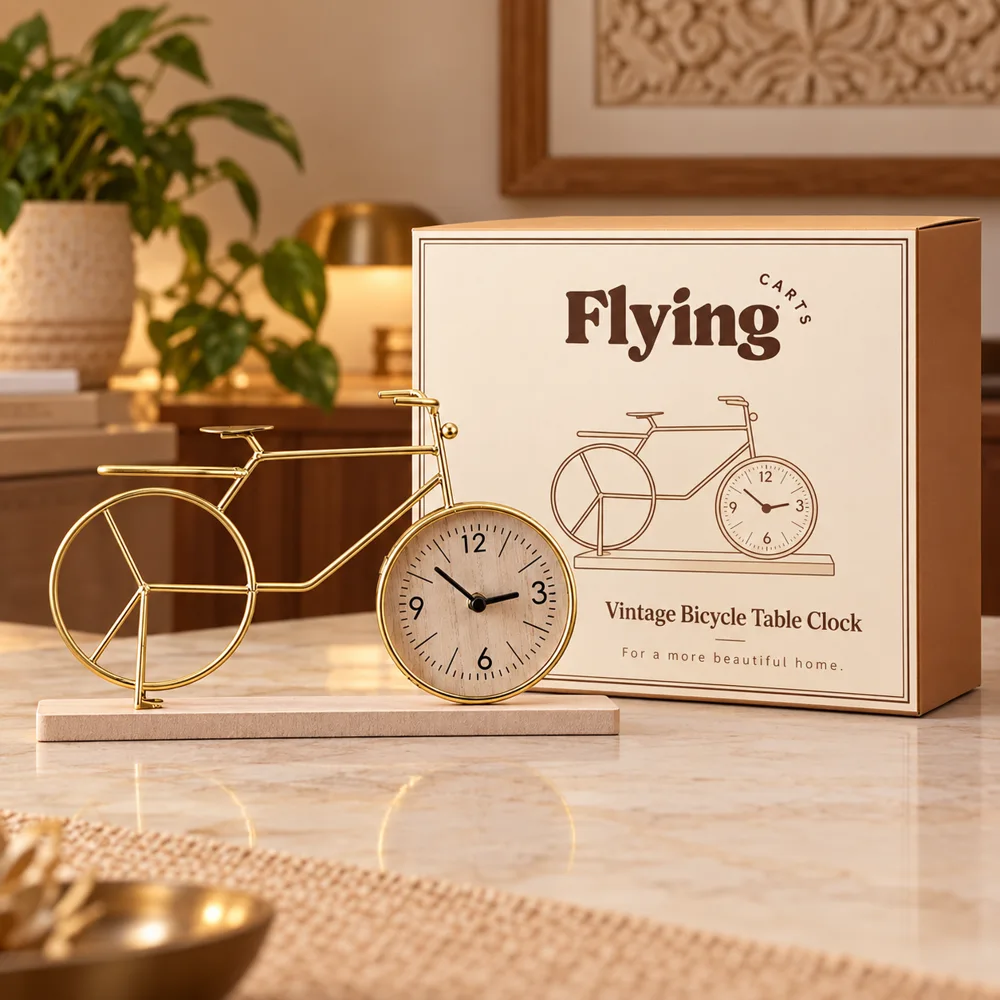 Vintage Bicycle Table Clock styled view