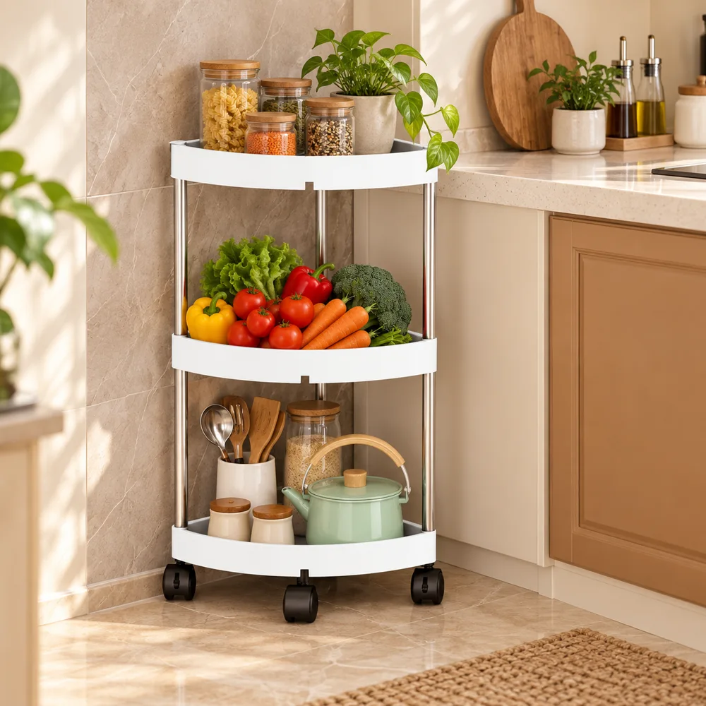 Slim Corner Trolley Steel Frame (3 Tiers)