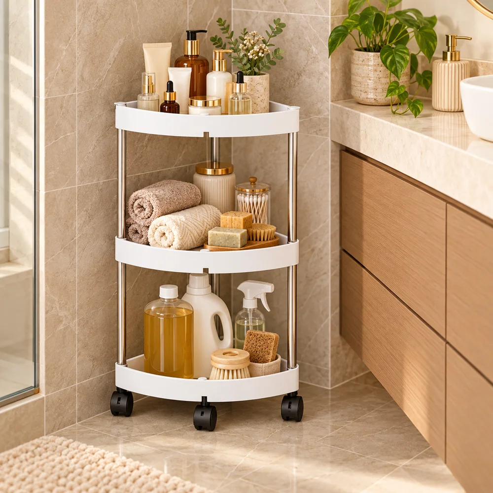 Slim Corner Trolley Steel Frame (3 Tiers) — Form and function