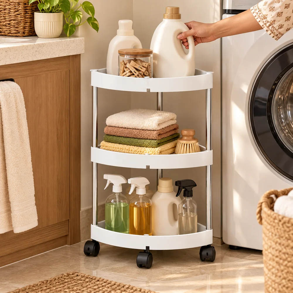 Slim Corner Trolley Steel Frame (3 Tiers) — Ready for your space
