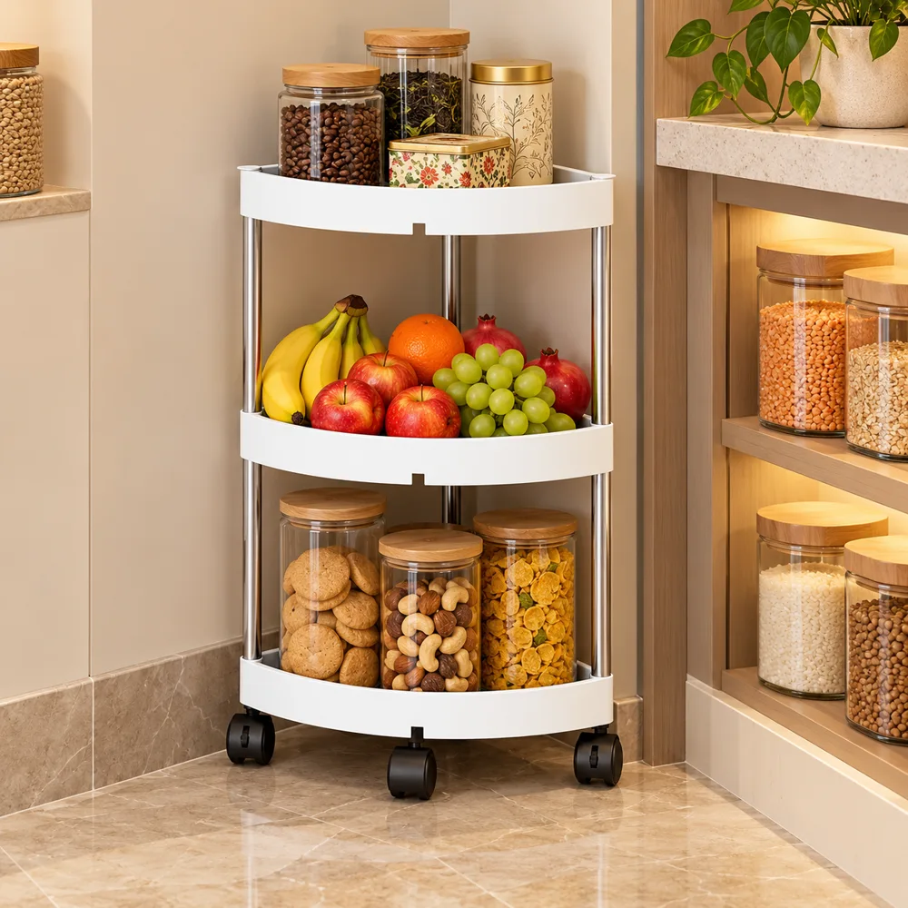 Slim Corner Trolley Steel Frame (3 Tiers) detail