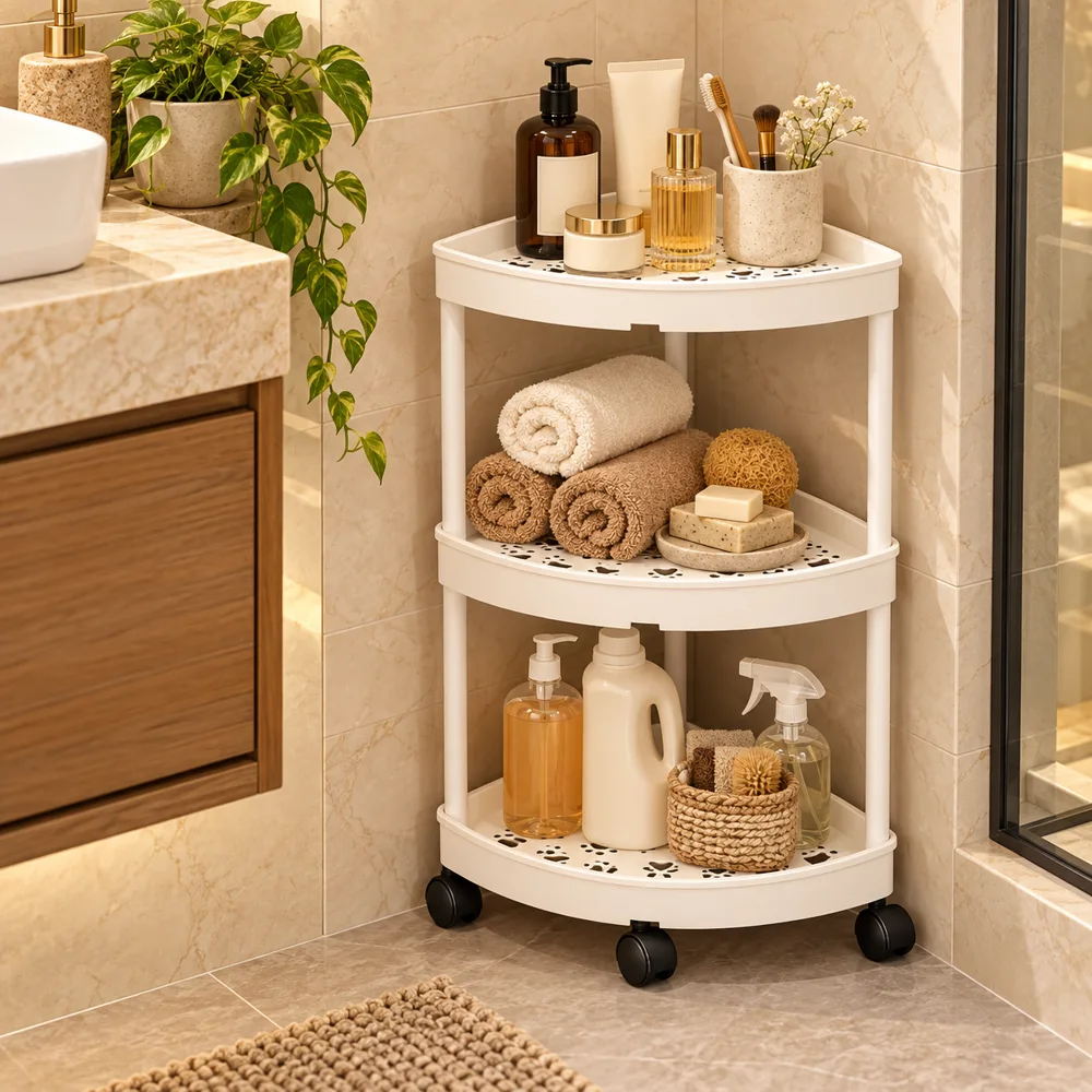 Slim Corner Trolley Plastic Frame (3 Tiers) — Form and function