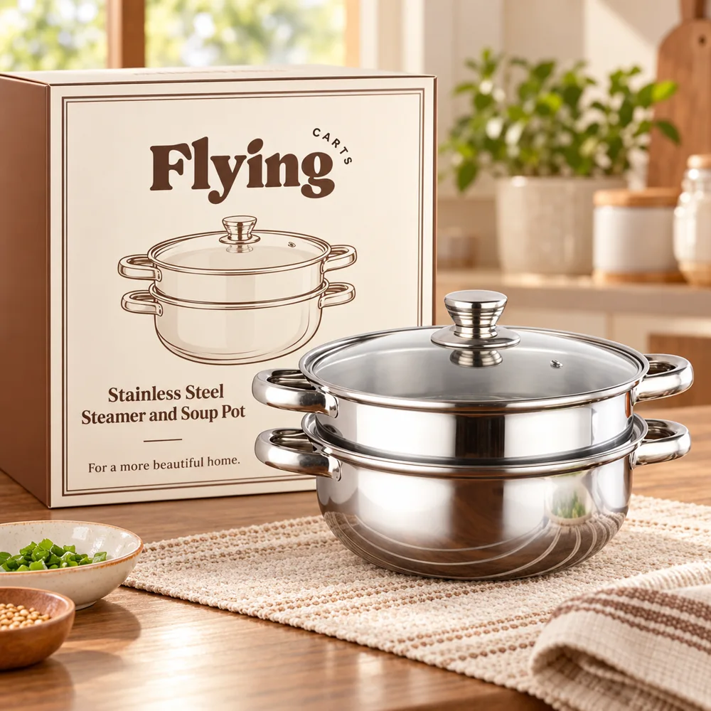 Stainless Steel Steamer & Soup Pot (28 cm & Steamer) styled view