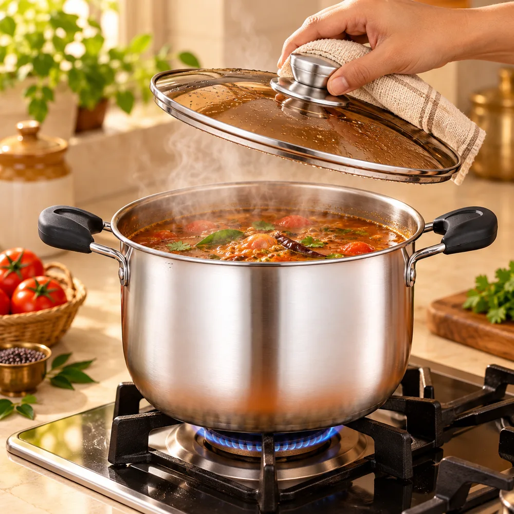 Steel Soup Pot with Lid (20 cm) — Everyday setup