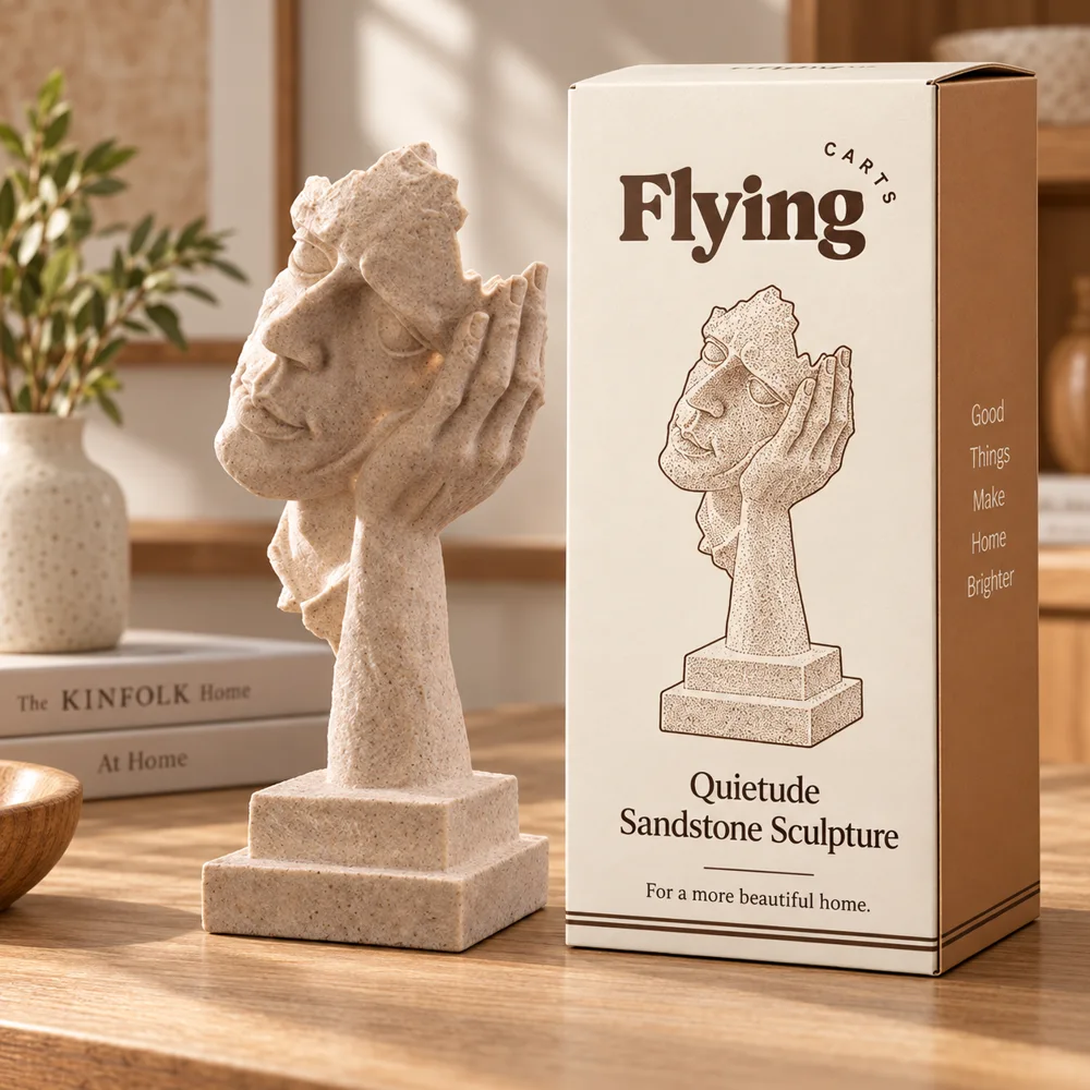 Quietude Sandstone Listening Sculpture styled view