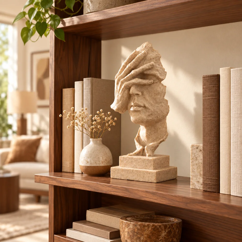 Quietude Sandstone Reflection Sculpture — Everyday setup