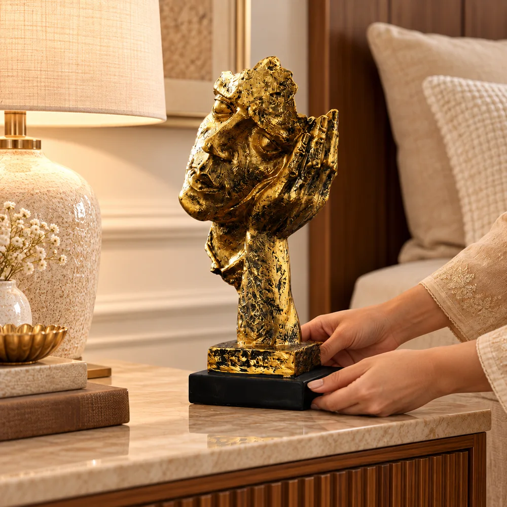 Quietude Antiqued Gold Tone Listening Sculpture — Form and function
