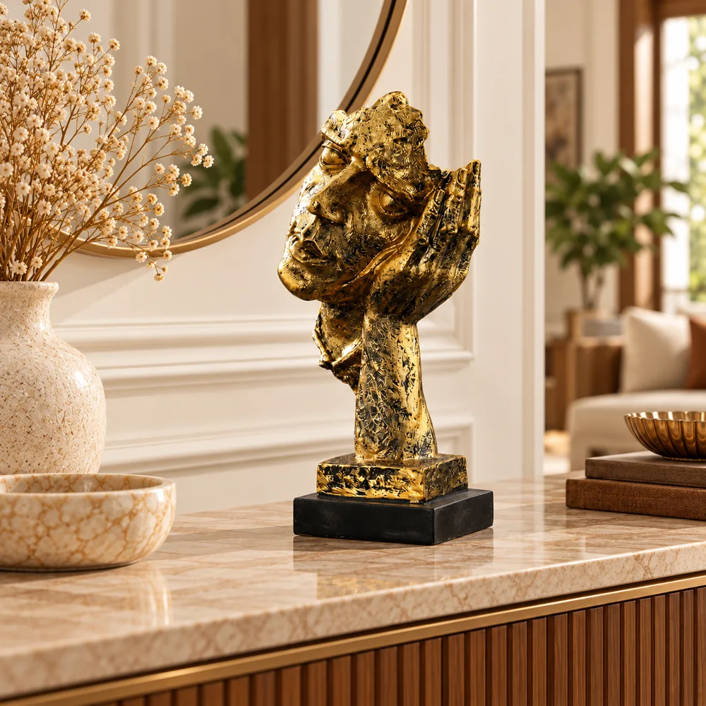 Quietude Antiqued Gold Tone Listening Sculpture — Ready for your space