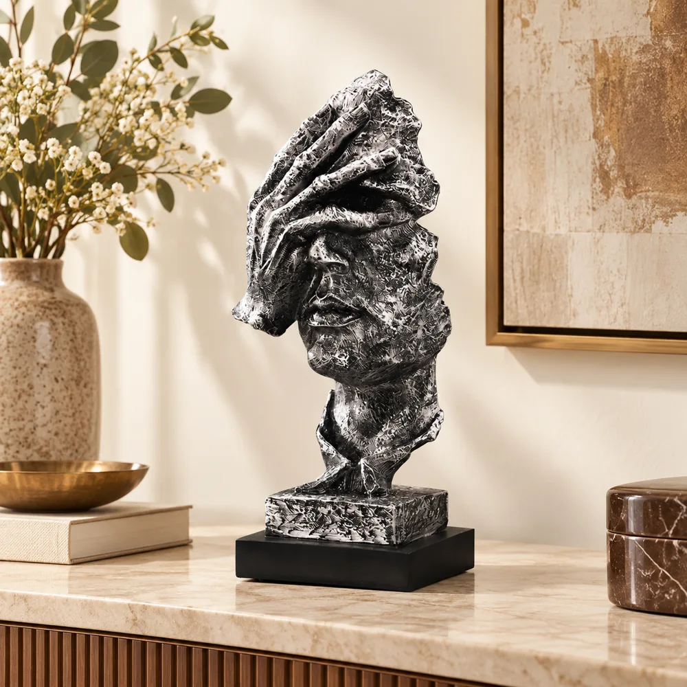 Quietude Antiqued Silver Reflection Sculpture