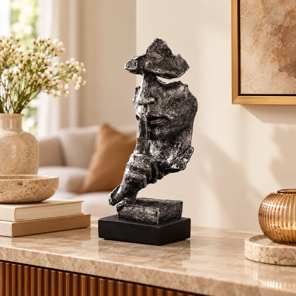 Quietude Antiqued Silver Silence Sculpture