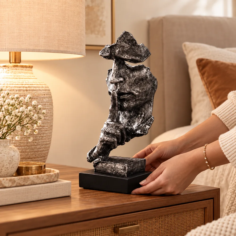 Quietude Antiqued Silver Silence Sculpture — Form and function