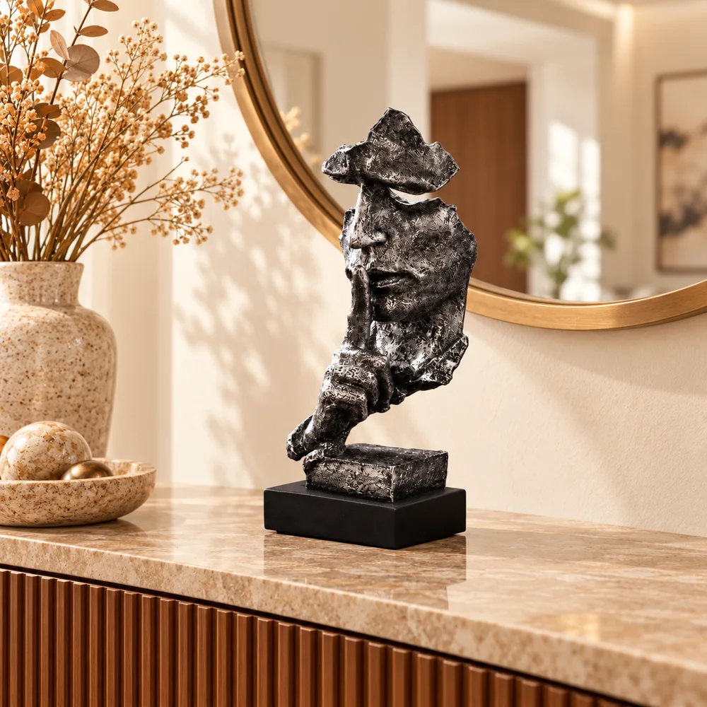 Quietude Antiqued Silver Silence Sculpture — Ready for your space