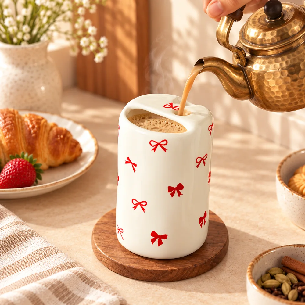 Ribbon Bow Ceramic Mug (330 ml) — Form and function