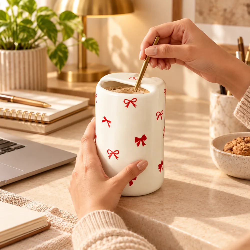 Ribbon Bow Ceramic Mug (330 ml) — Ready for your space
