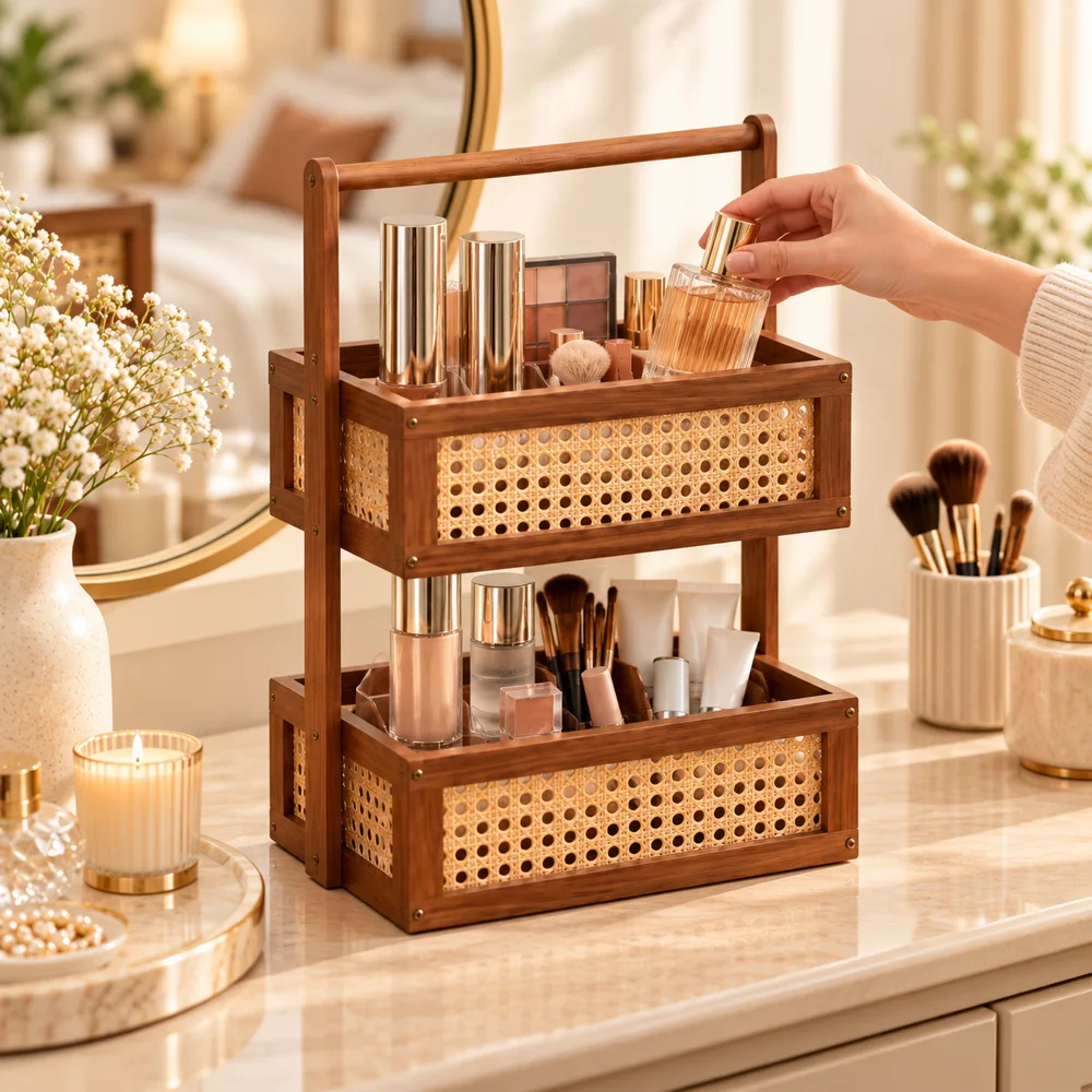 Woven Vanity Display Stand — Everyday setup