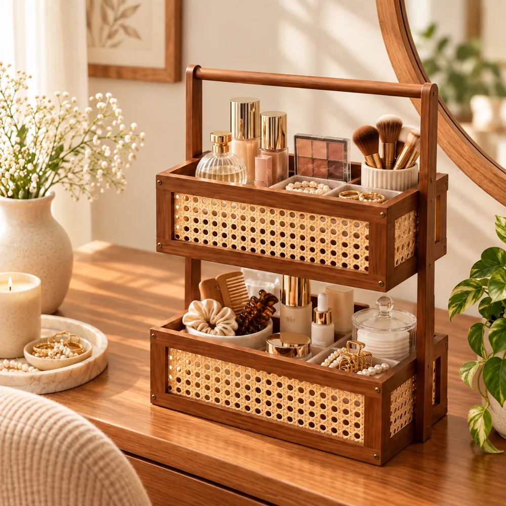 Woven Vanity Display Stand close view