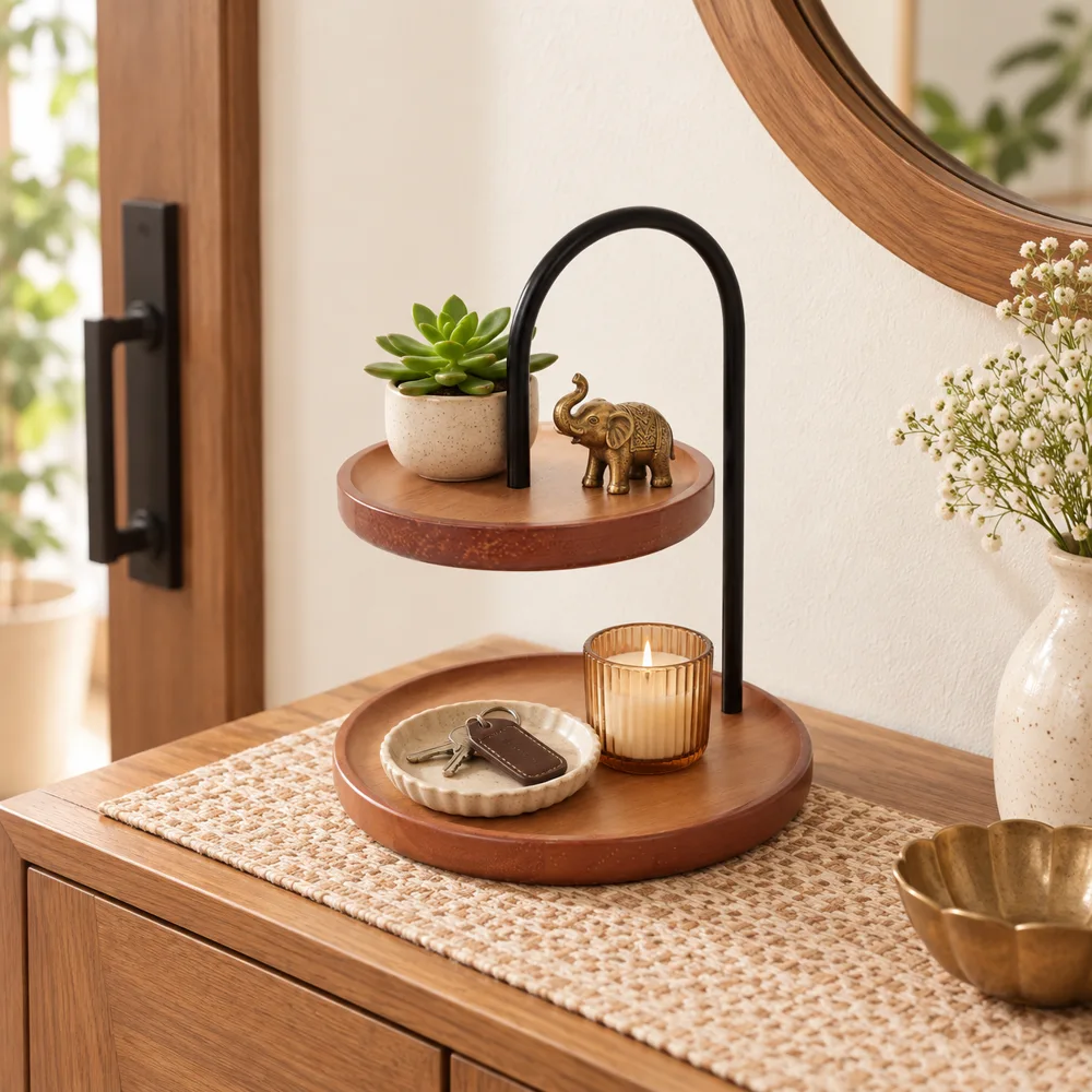 Compact Two-Tier Entryway Display Stand