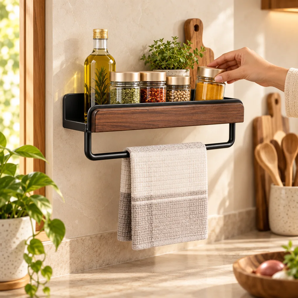 Rail & Shelf Kitchen Organiser (40 cm) — Everyday setup