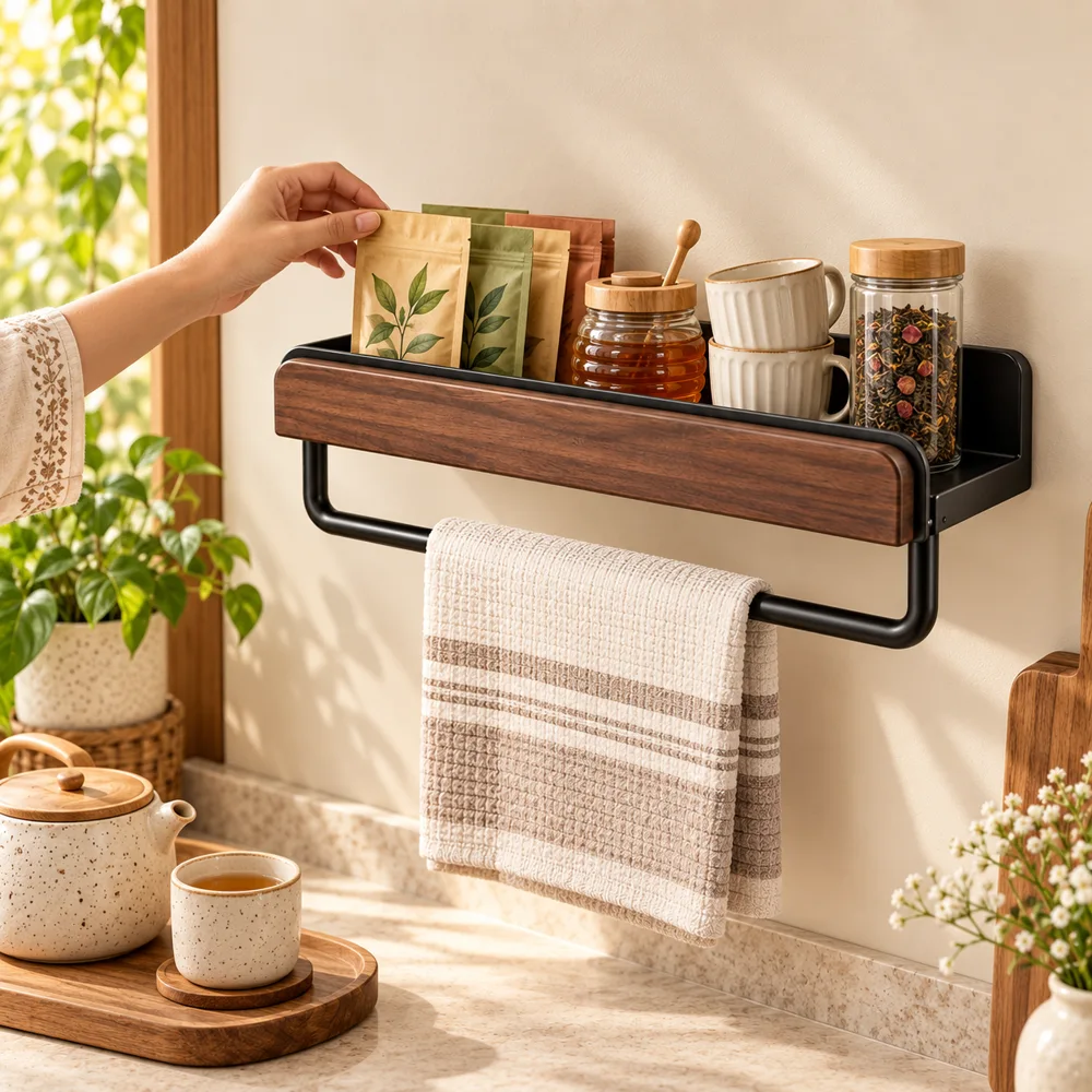 Rail & Shelf Kitchen Organiser (40 cm) styled view