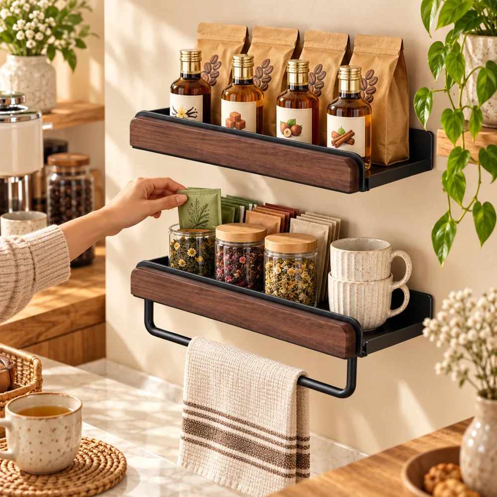 Double tier Wall Spice Shelf (30 cm) — Form and function