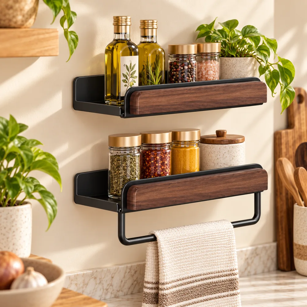 Double tier Wall Spice Shelf (30 cm) close view