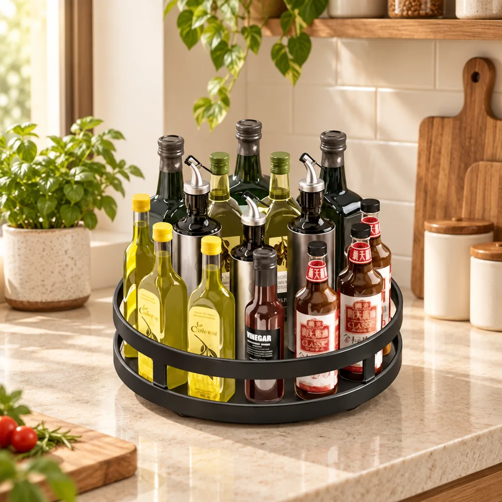 Black Round Rotating Spice Organiser