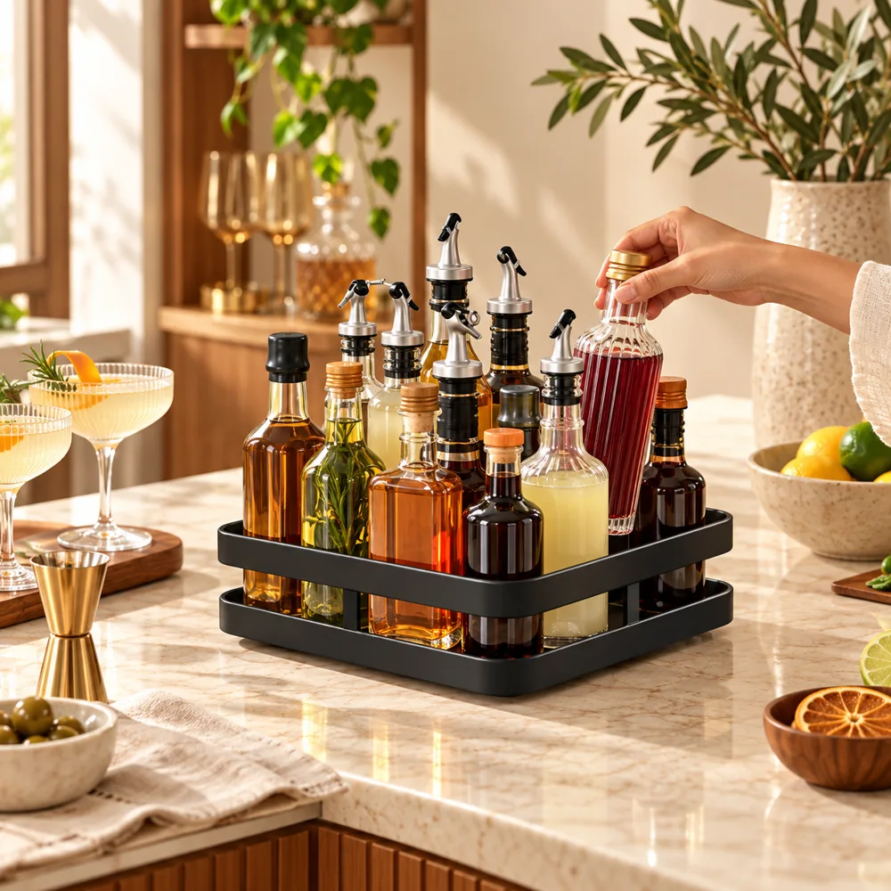 Black Square Rotating Spice Organiser styled view