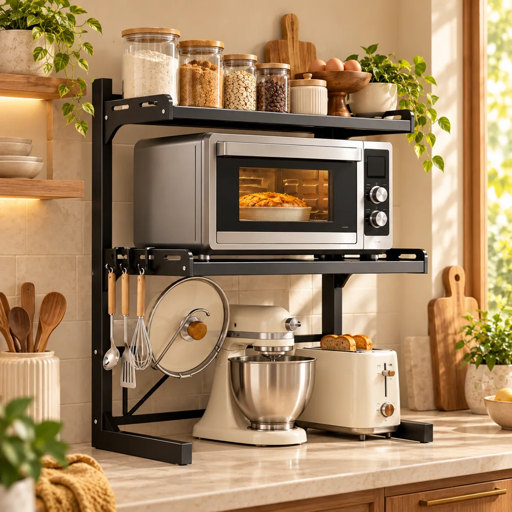 Adjustable Appliance Rack Three-Tier Frame — Form and function