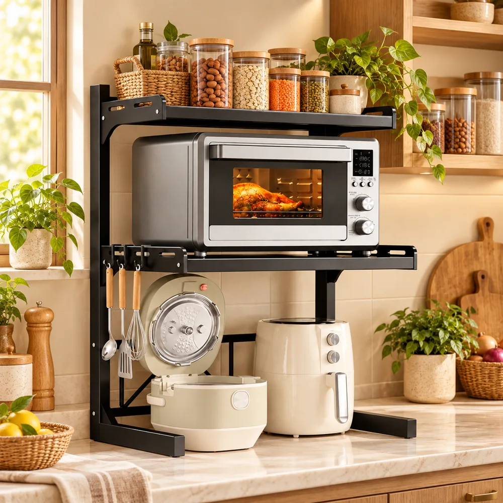 Adjustable Appliance Rack Three-Tier Frame detail