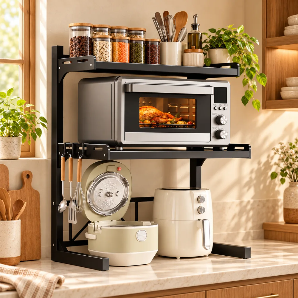 Adjustable Appliance Rack Three-Tier Frame styled view