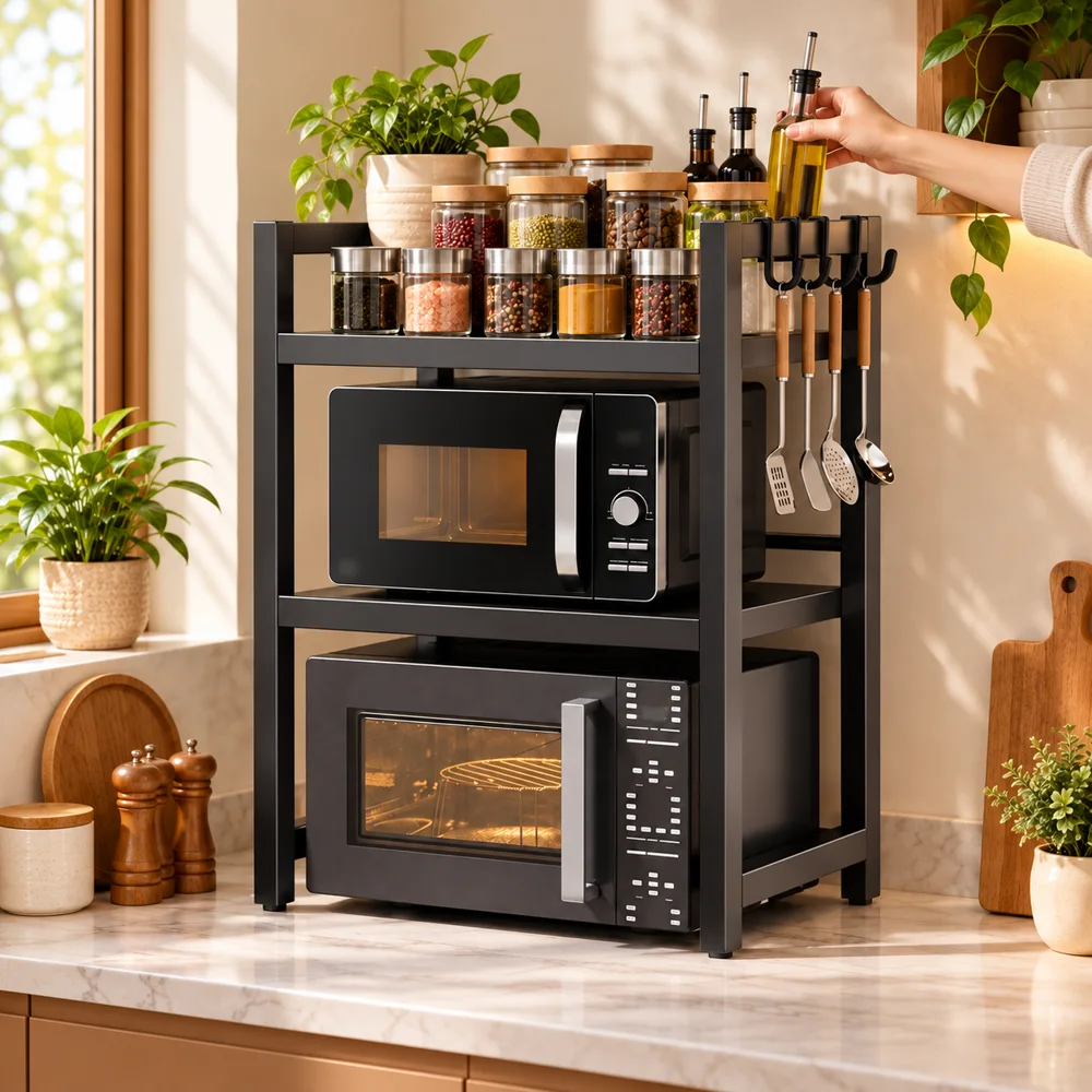 Extendable Appliance Shelf Double Shelf in use