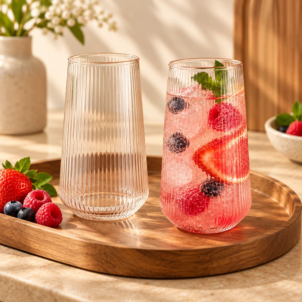 Large Ribbed Everyday Glass (500 ml) styled view