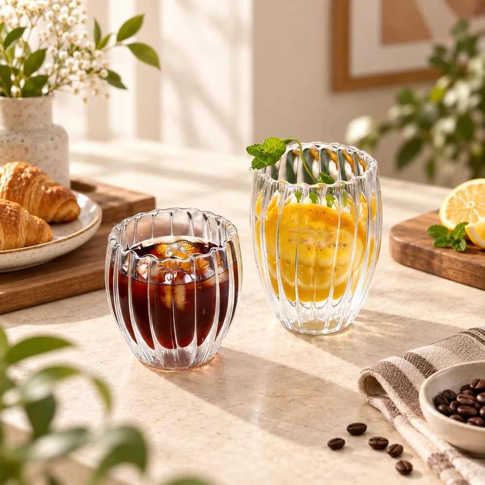 Ribbed Double-Wall Oval Glass (250 ml)