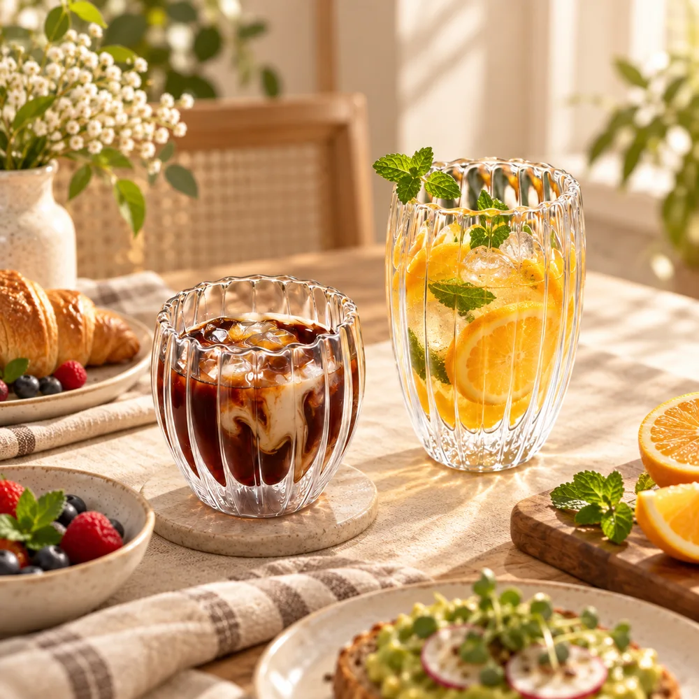 Ribbed Double-Wall Oval Glass (250 ml) — Form and function