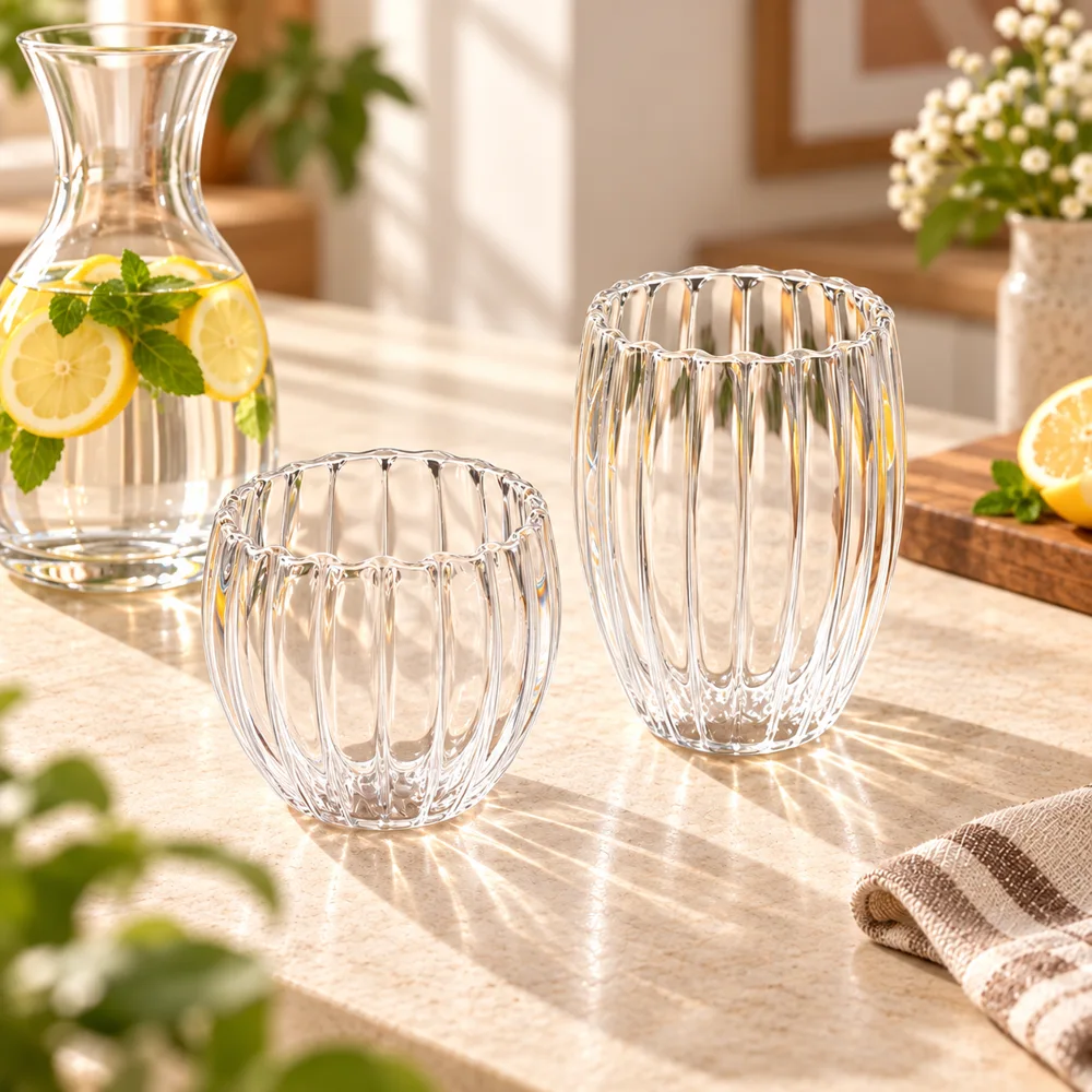 Ribbed Double-Wall Oval Glass (250 ml) — Ready for your space