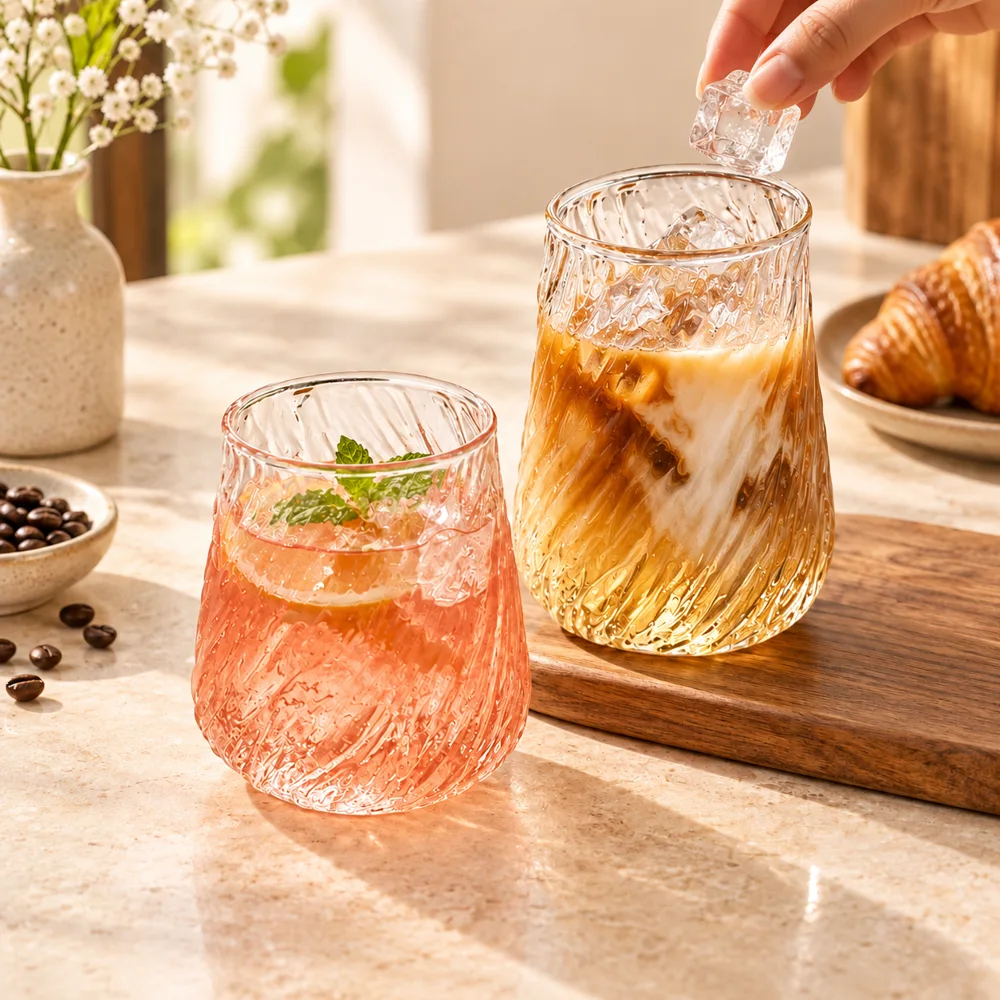 Whirl Iced Coffee Glass Short (380 ml) in use