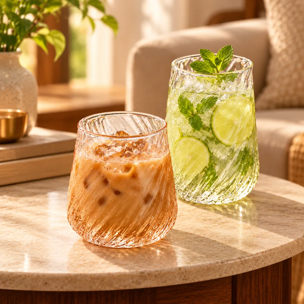 Whirl Iced Coffee Glass Short (380 ml) styled view