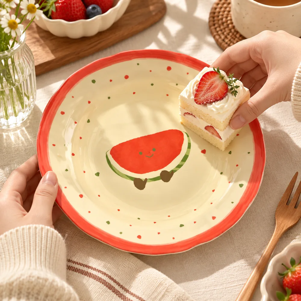 Watermelon Ceramic Side Plate (8 Inch) — Everyday setup