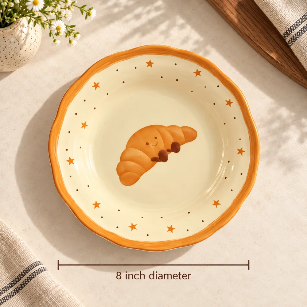 Croissant Ceramic Side Plate (8 Inch) close view