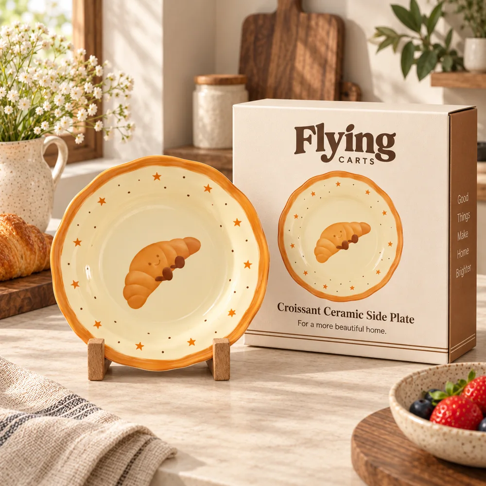 Croissant Ceramic Side Plate (8 Inch) styled view